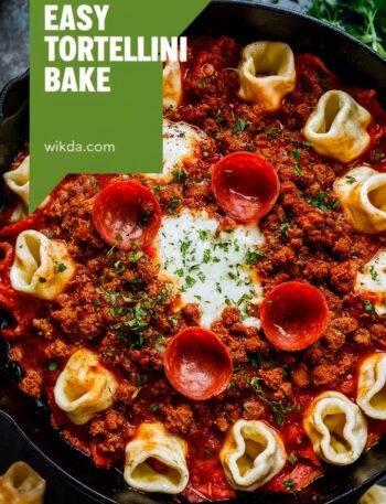 Cheesy Tortellini Pizza Bake
