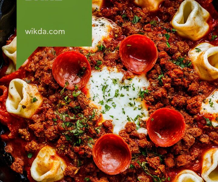 Cheesy Tortellini Pizza Bake