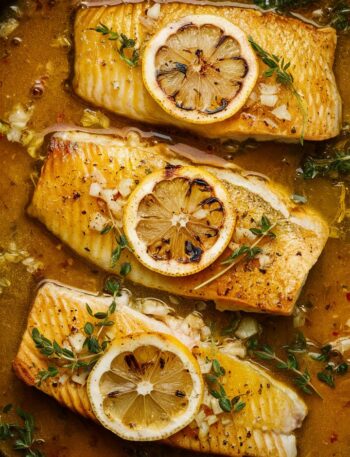 Sea Bass with Lemon Garlic Butter