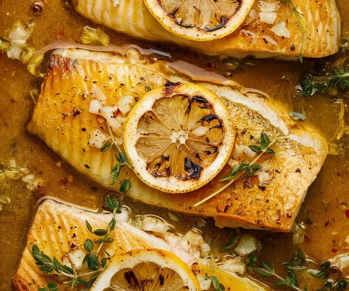 Sea Bass with Lemon Garlic Butter