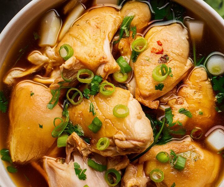Poached Chicken with Ginger Scallion Sauce