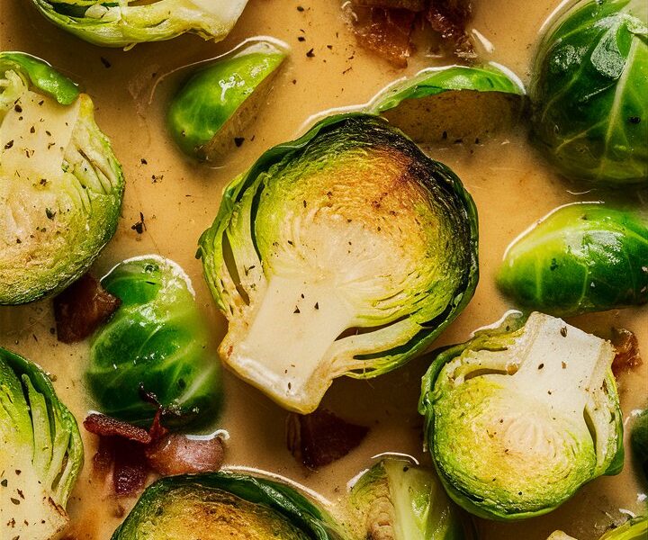 Creamy Brussels Sprouts with Bacon