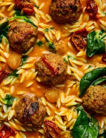 Spicy Italian Chicken Sausage Orzo Skillet