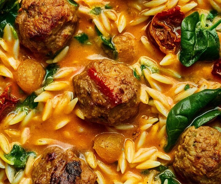 Spicy Italian Chicken Sausage Orzo Skillet
